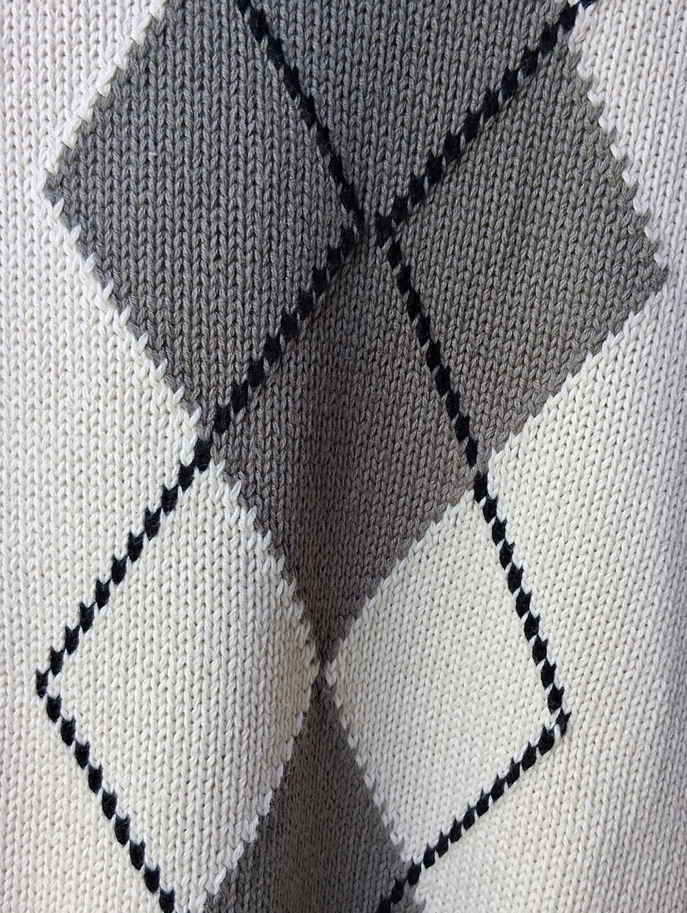 1. State Argyle Sweater Cream Knit M 100% Cotton - Picture 3 of 12